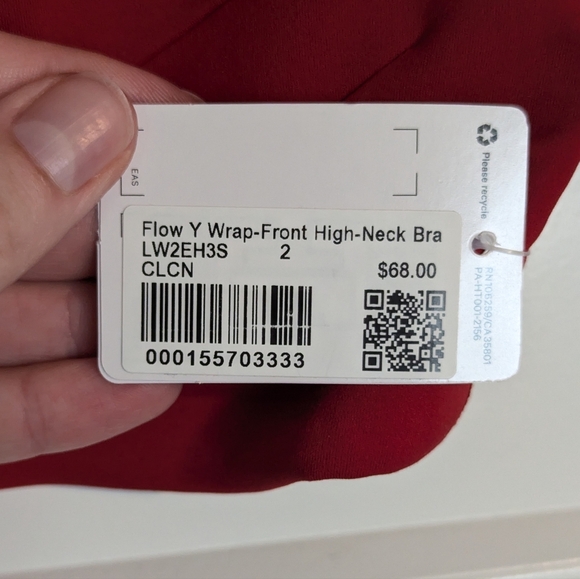 Lululemon NWT Flow Y Wrap Front High Neck Bra - College Crimson Red sz 2 - Picture 5 of 5